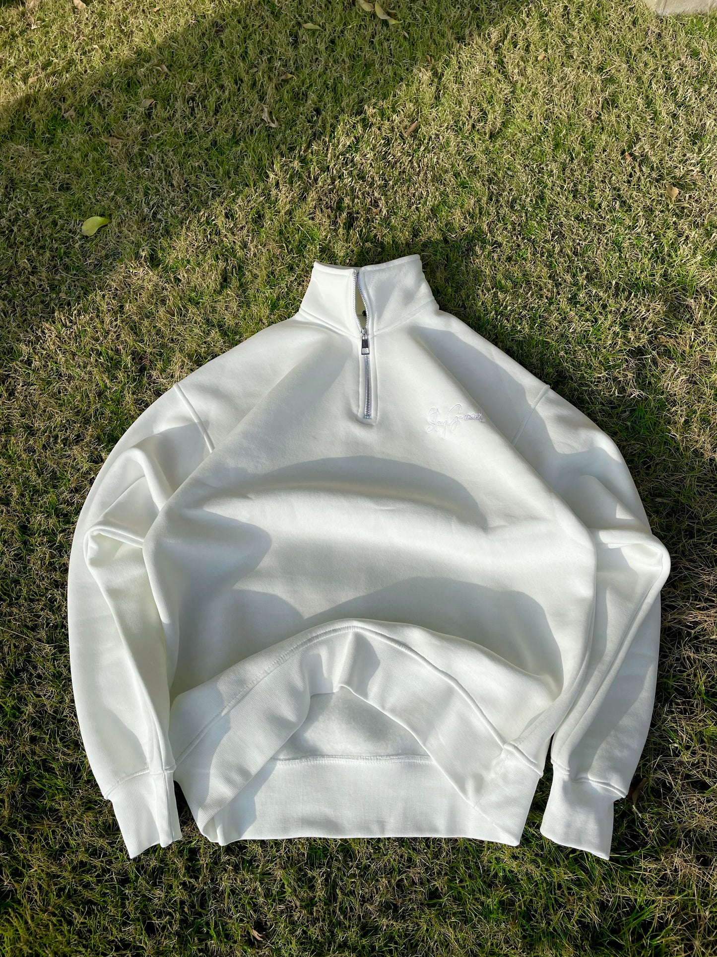 Off White Half-Zip Sweater
