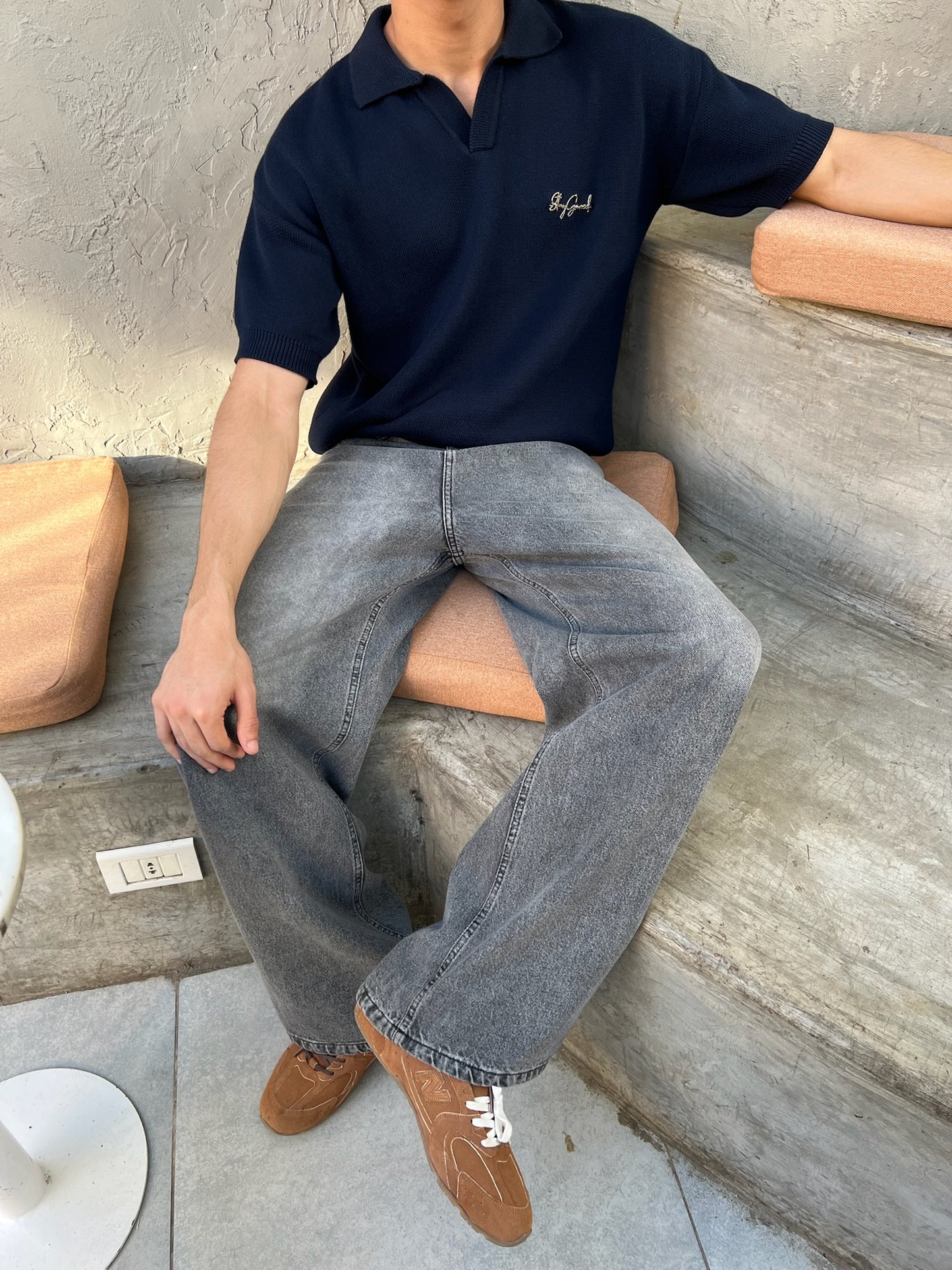 StayGamed Navy Knitted Polo