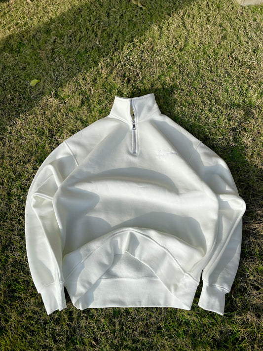 Off White Half-Zip Sweater