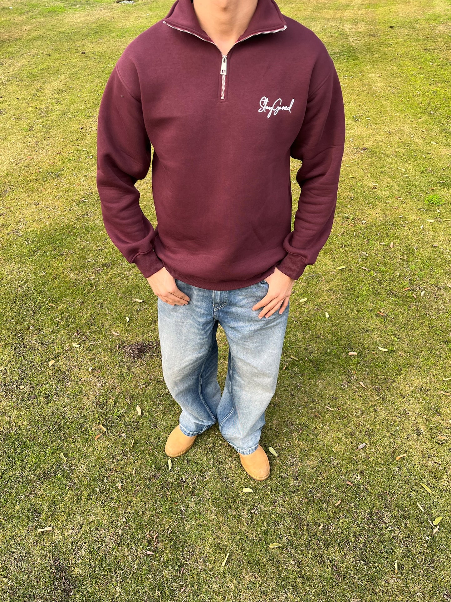 Dark burgandy Half-Zip Sweater